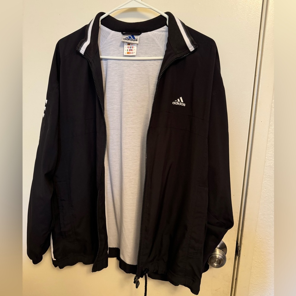 Adidas black windbreaker jacket